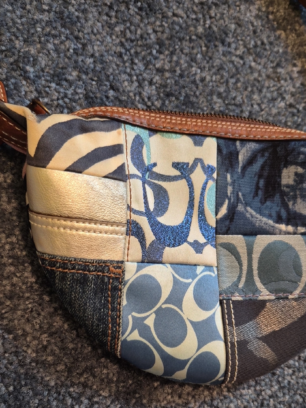 COACH Y2K Vintage 2007 Patchwork Signature Denim Leather Suede Crossbody Bag - Picture 4 of 10